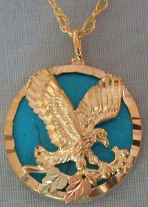 Black Hills Gold Eagle Turquoise Pendant