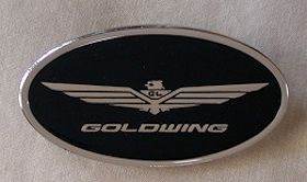 Oval Black Enamel Gold Wing Pin