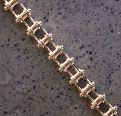 Polished 14 kt Gold Motorcycle Link Bracelet